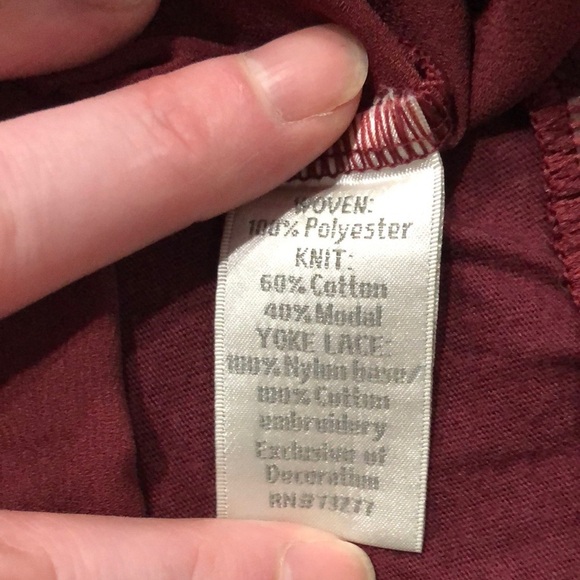 LC Lauren Conrad Burgundy Long Sleeve Peplum Blouse - Picture 3 of 4